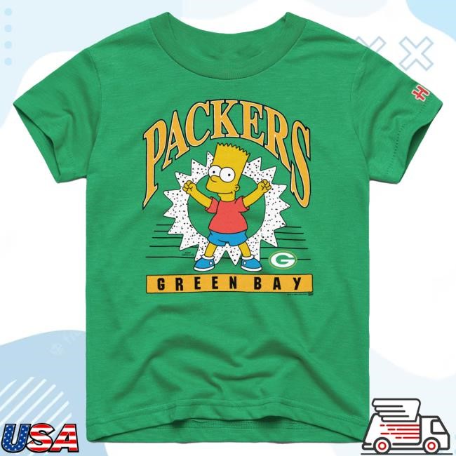 Official Green Bay Packers Homage x The Simpsons Youth Top Shirt - Kelly Green