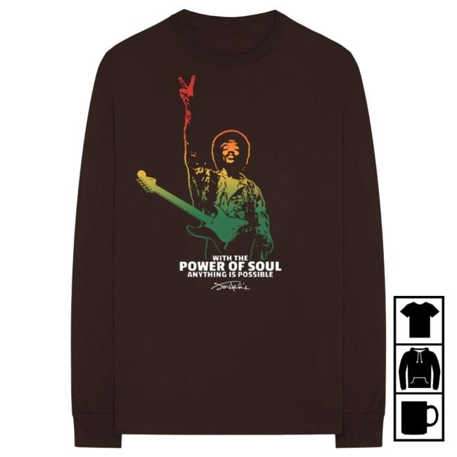 Official Jimi Hendrix Merch Store Jimi Hendrix Power of the Soul Brown L/S Tee