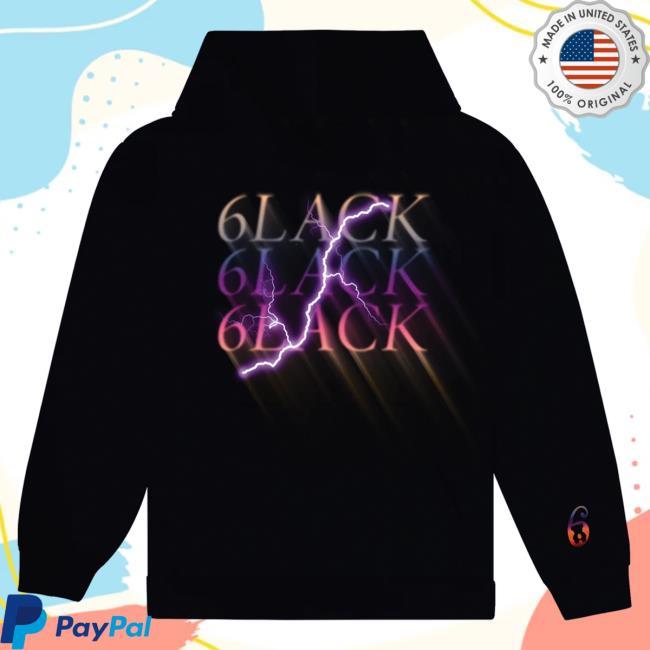 Official 6Lack Store Shop 6Lack Lighting Popover Hoodie - Black