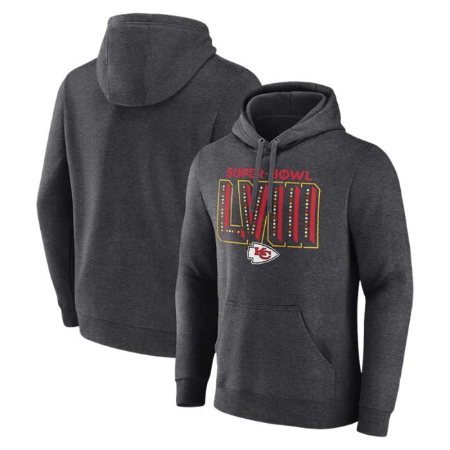 Official Rally House Merch Store RallyHouse Kansas City Chiefs Mens Charcoal 2023 Super Bowl Bound Local Long Sleeve Pullover Sweatshirt Rally House Apparel Clothing Shop