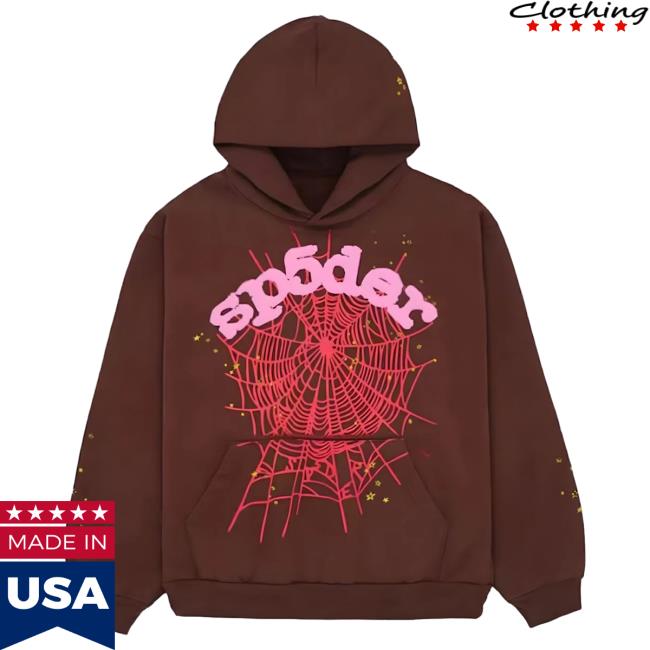Official Sp5der Clothing Apparel Sp5der Web Pullover Hoodie Brown Sp5der Merch Store Shop