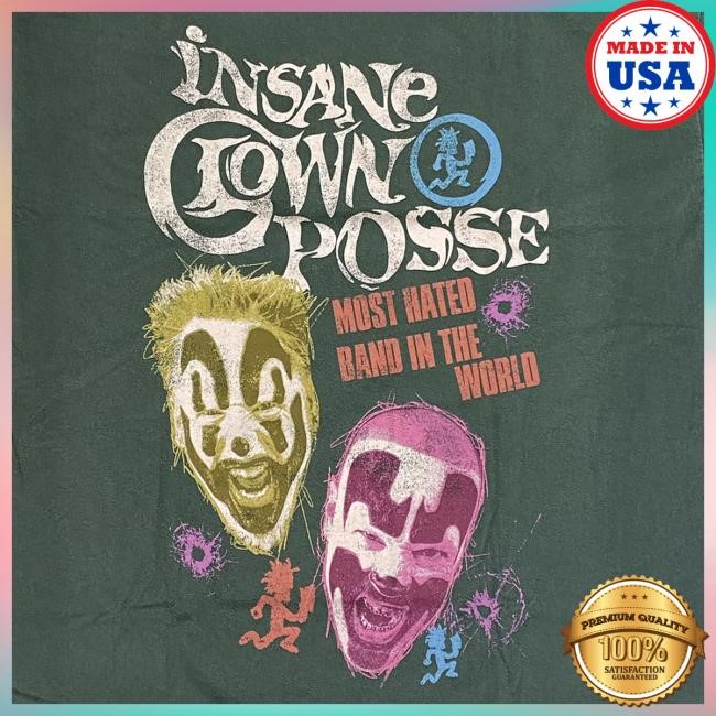 Official Icp Merch Clothing Store Insane Clown Posse "Most Hated In The World" Tee In Green