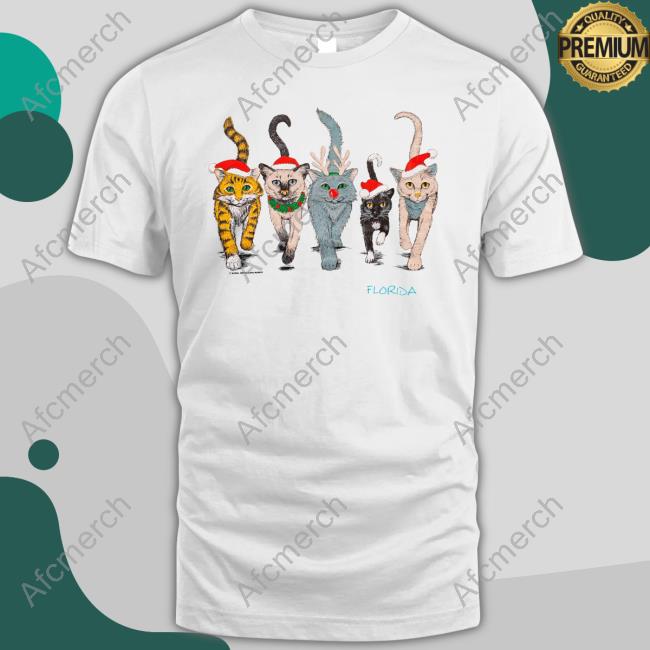 Official 90S Florida Christmas Cats Tee Shirt