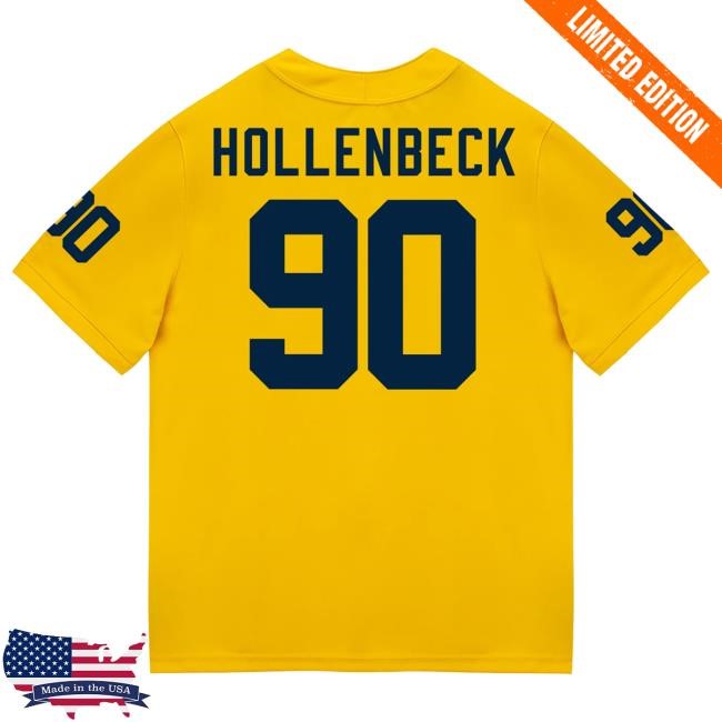 Michigan Wolverines #90 Hudson Hollenbeck Student Athlete Maize Football Jersey T Shirt The M Den Shop Official