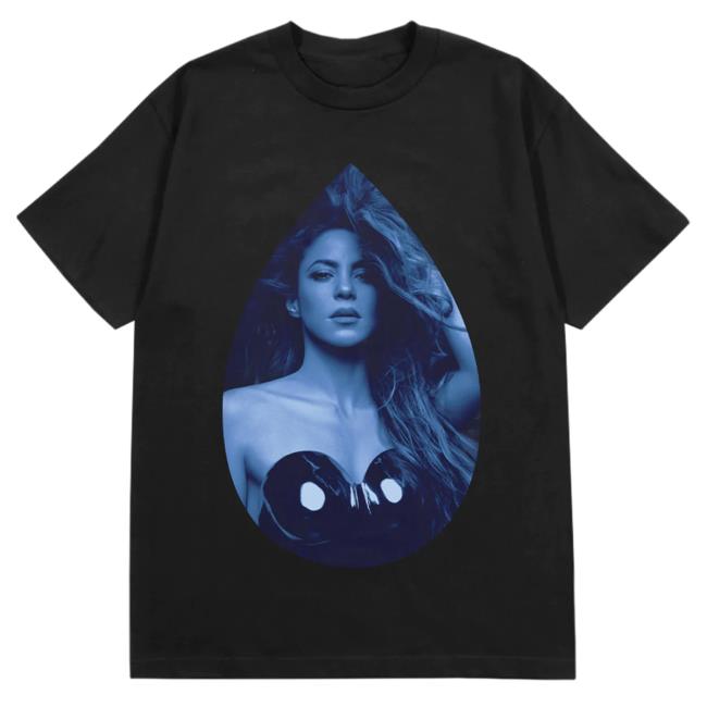 Official Shakira Merch Store Sapphire Teardrop T-Shirts - Black Shakira Apparel Clothing Shop