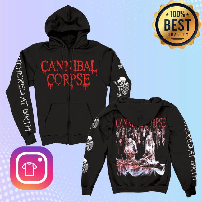 Official Kings Road Merch Store Cannibal Corpse Butchered At Birth Sleeve Print Zip UpSweaters (Bla Kings Road Shop CannibalCorpse