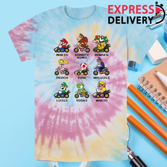 Official Kohls Apparel Clothing Store Shop Merch Licensed Character Nintendo Mario Kart Racers Tie Dye Graphic Tshirt