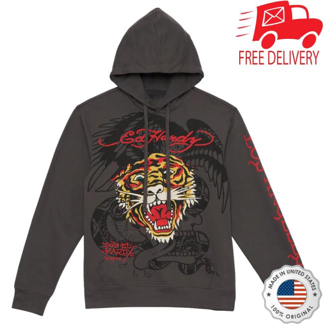 Official Ed Hardy Merch Store Retro Tiger Pull Over Hoodie EdHardy Apparel Clothing Shop