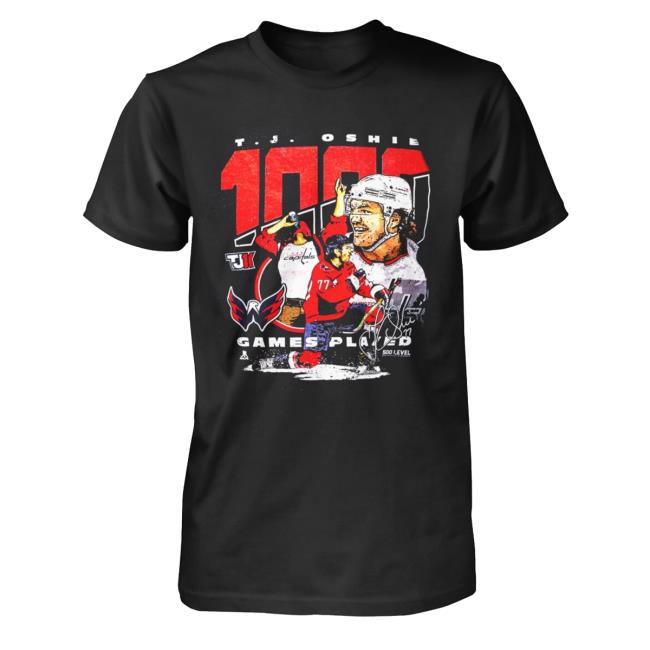 Official T.J. Oshie 1000-Game T Shirt