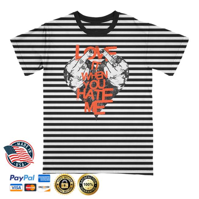 Avril Lavigne Merch Avril Lavigne Striped Love It When You Hate Me Tee