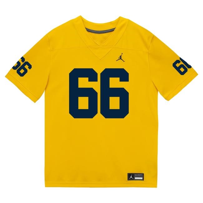 Michigan Wolverines #66 Dan Taraboi Student Athlete Maize Football Jersey Top Shirt The M Den Shop