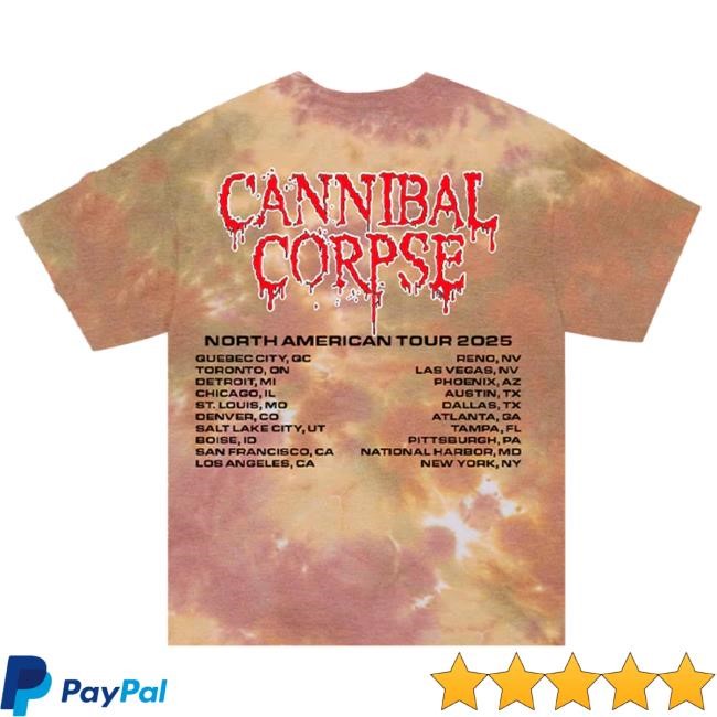 Official Cannibal Corpse Merch Cannibal Corpse Impalement 2025 Tour Shirts (Everglades Dye)