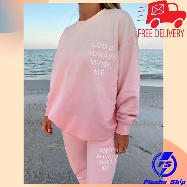 Official Elevated Faith Clothing God Is Always With Me Pink Unisex Hood