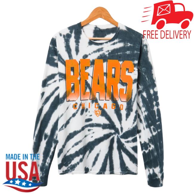 Official Junk Food Apparel Clothing Store Shop Junkfoodclothing Chicago Bears Game Time Tie Dye Long Sleeve Shirt New True Navy Tie-Dye