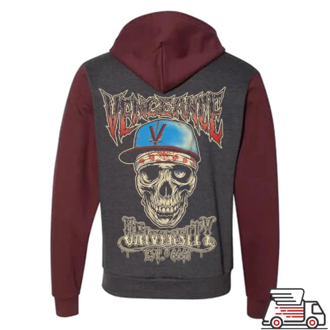 Official Avenged Sevenfold Merch Vngnz Store Vengeance University Unisex Burgundy Zomby Popover Sweatshirt Avengedsevenfold Shop