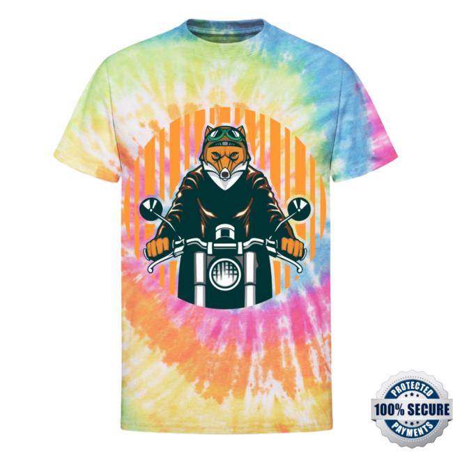 Bad Guy Biker Fox Unisex Tie Dye Rainbow T-Shirt