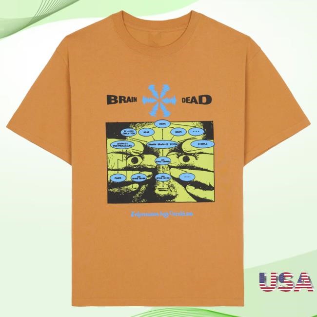 Official Brain Dead Merch Shop Brain Dead Information Age Occultism New Shirt - Cumin
