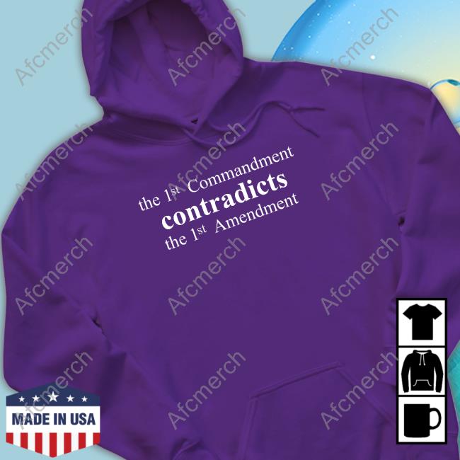 Aron Ra Wearing The 1St Commandment Contradicts The 1St Amendment Shirt