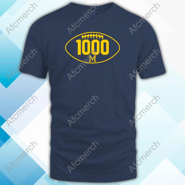 Mden Merch Michigan Football 1000 Wins Navy Logo Sweatshirt