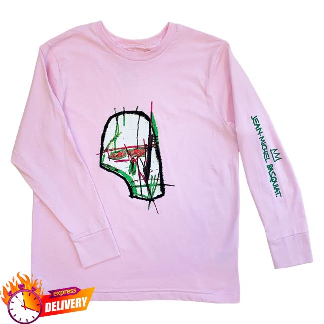 Official The Brant Foundation x Rome Pays Off Jean-Michel Basquiat Skull Long Sleeve Top Shirt Pink BrantFoundation
