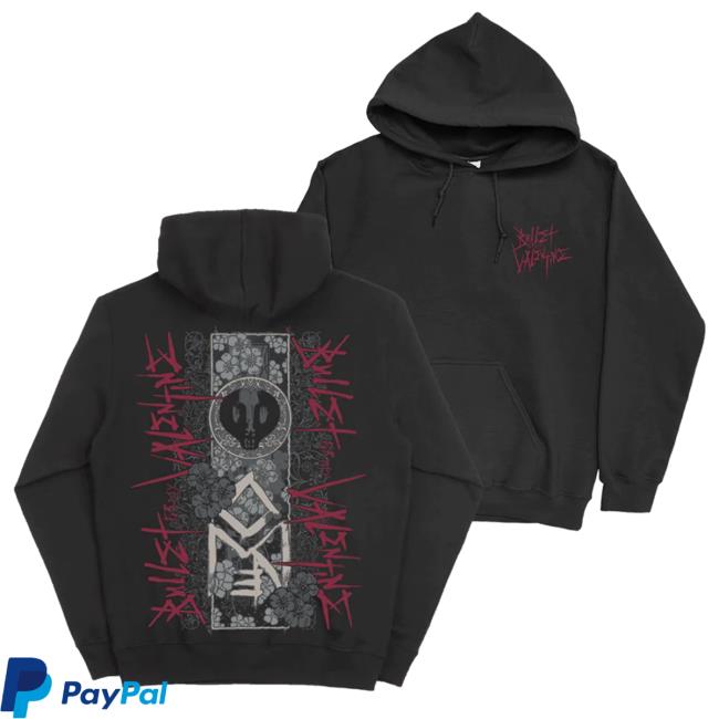 Official Bullet For My Valentine Bullet Floral Skull Black Hoodies