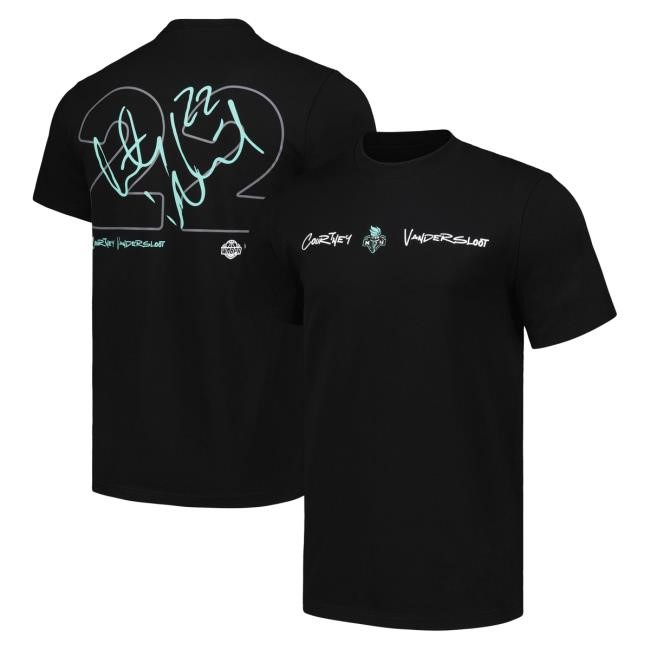 Official Ny Liberty Merch Store Unisex Round21 Courtney Vandersloot Black New York Liberty Player Signature Name & Number Shirts Ny Liberty Apparel Shop
