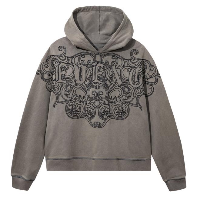 Official 999 Club Juice Wrld Merch Store Revenge Crest Crewneck Sweatshirt Distressed Grey 999Club Clothing JuiceWrld