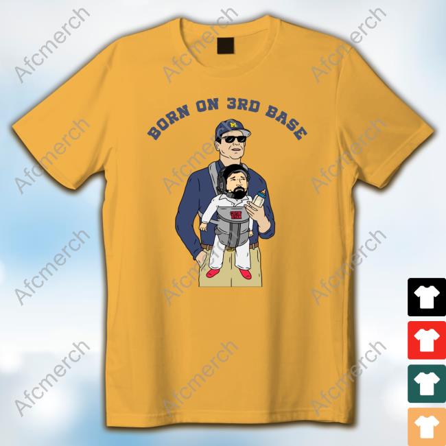 Official Barstool Sports Store Jim Harbaugh Cryin Ryan Born On 3Rd Base Tee