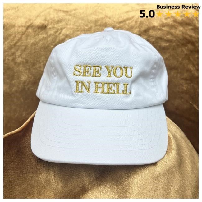 Official Red Scare Merch "See You In Hell" Hat - White & Gold