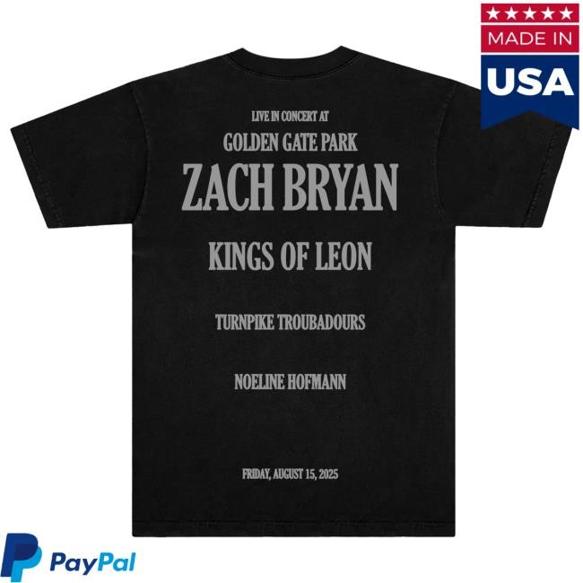 Official Zach Bryan Merch Store Shop Golden Gate Park Fade Tshirt