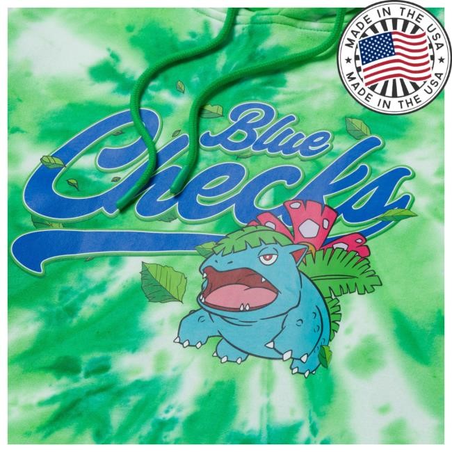Official Overtime Tv Merch Store Shop OTE | Pokémon Blue Checks Venusaur Hooded Sweatshirt OvertimeTv