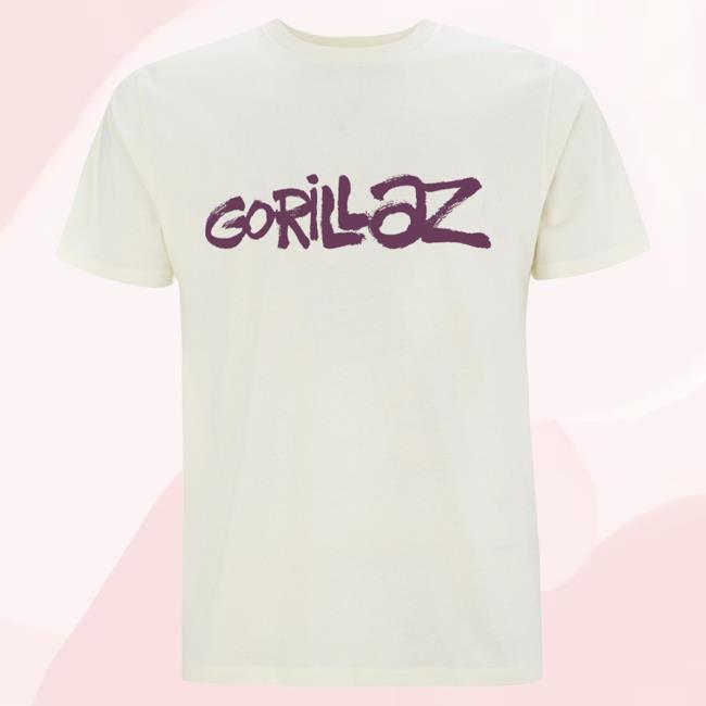 Official Gorillaz Merch Store Gorillaz Graffiti Logo T-Shirt Natural Gorillaz Apparel Clothing Shop