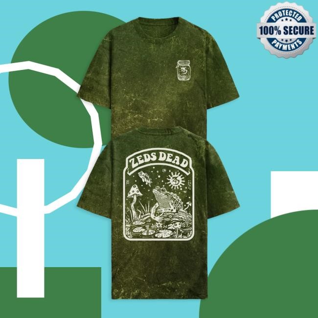 ZEDS DEAD - Frog Noizes Green Mineral Wash Tee Shirt Zeds Dead Merch