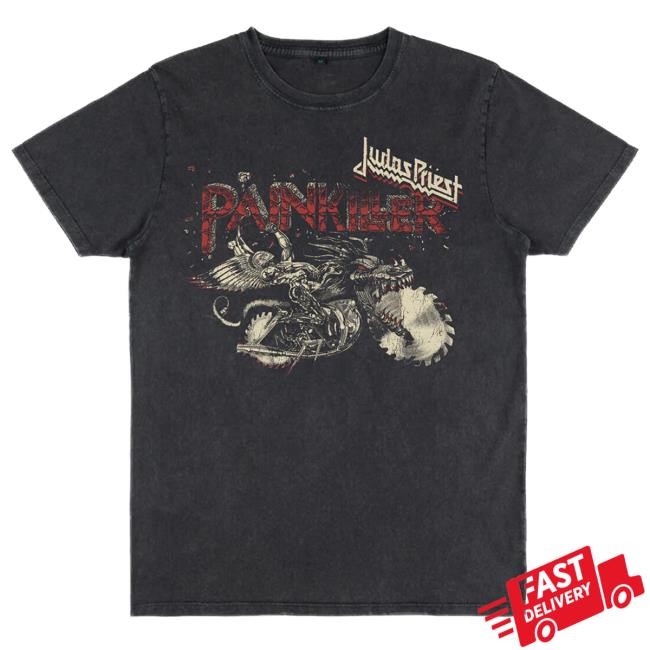 Official Judas Priest Merch Painkiller Vintage Wash Anniversary Tracklist T Shirt