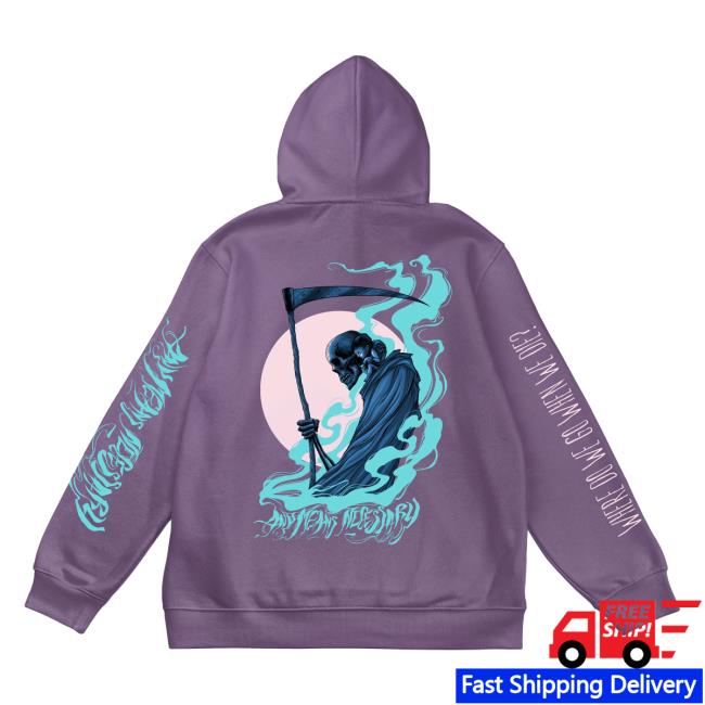 Official Any Means Necessary Clothing Where Do We Go When We Die? Back Home Of Course Hoodie Lavender