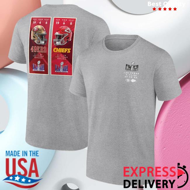 Official Rally House Merch Store RallyHouse Grey 2023 Super Bowl Matchup Ticket Sales Short Sleeve Top Shirt Rally House Apparel Clothing Shop