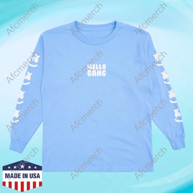 Official Marshmello Music Clothing Store Shop Mellogang Faces L/S Crew neck Sweatshirt Carolina Blue Marshmellomusic Merch
