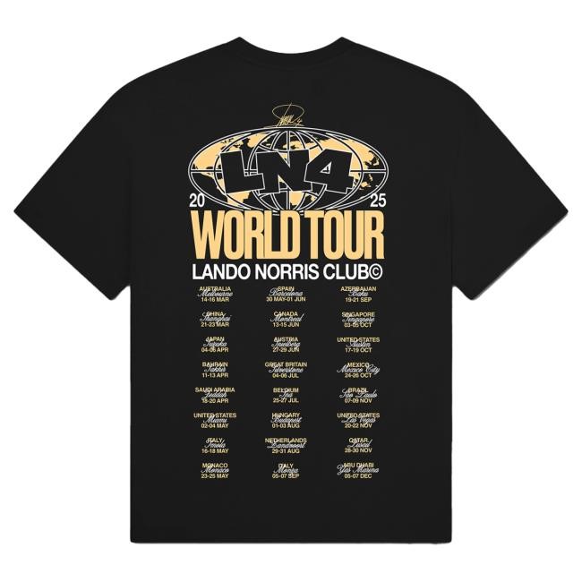 Official Lando Norris Merch Store Shop World Tour Shirt - Black