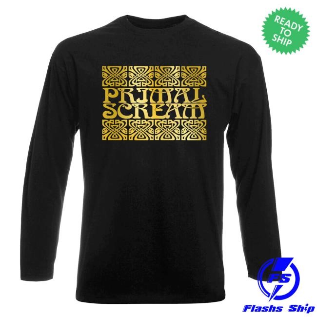 Primal Scream Official Merch Shop Black & Gold Deco Long Sleeve Shirts