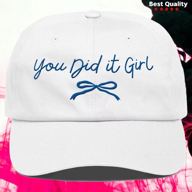 Official Momlifewithlaura You Did It Girl Bow Cap - Light Blue/White