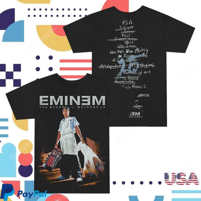 Official Eminem Store Merch Eminem MMLP25 Tracklist Tees (Black) Slim Shady