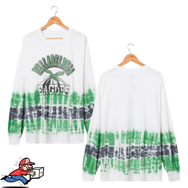 Official Junk Food Apparel Clothing Store Shop Tie-Dye Junkfoodclothing Philadelphia Eagles Tie Dye Long Sleeve Tees