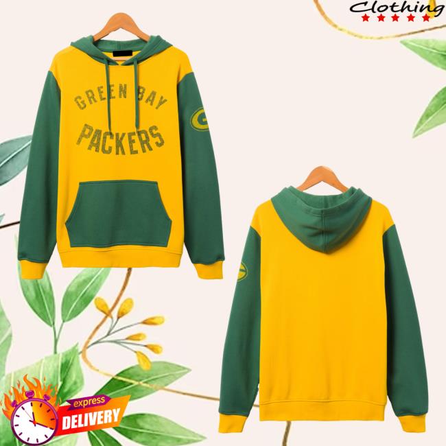 Official Junk Food Apparel Clothing Store Shop Junkfoodclothing Green Bay Packers Logo Goal Line Hoodies Mustard/Hunter
