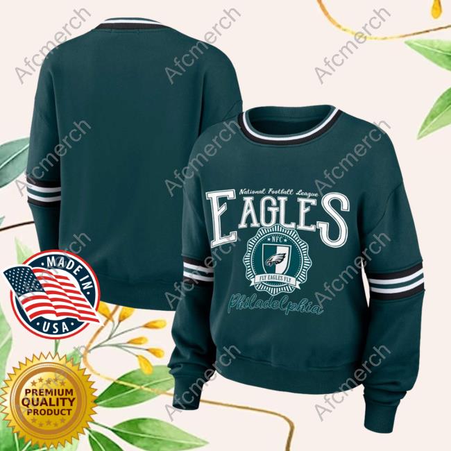 Official PhiladelphiaEagles Clothing Merch Store Shop Wear By Erin Andrews Green Philadelphia Eagles Prep Hooded Sweatshirt