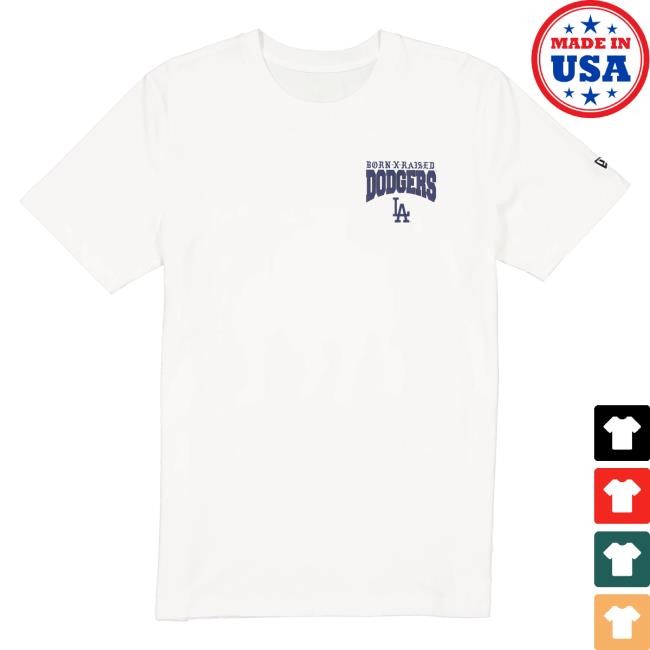 Official Born X Raised Merch Store Shop Born X Raised + Dodgers Dog T Shirt: White BornXRaised