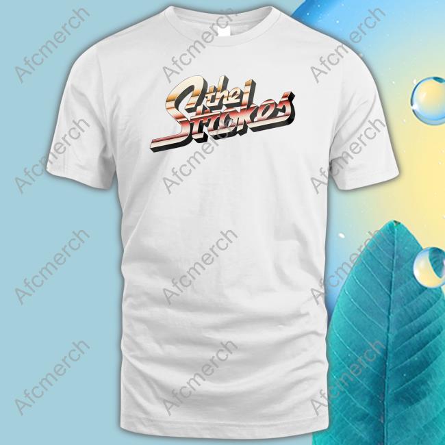 Official The Strokes Merch The Strokes Striped Logo Tee Shirt