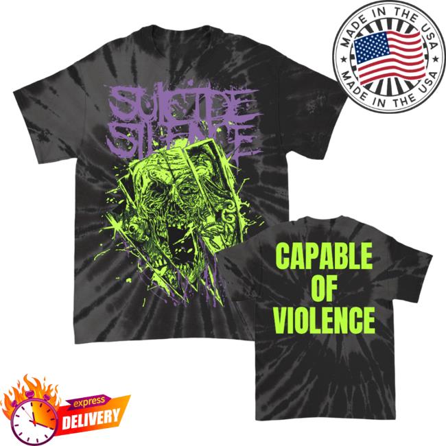 Official Suicide Silence Merch Capable Of Violence Tie Dye Long Sleeve T-Shirts Grey Swirl Tie-Dye SuicideSilence