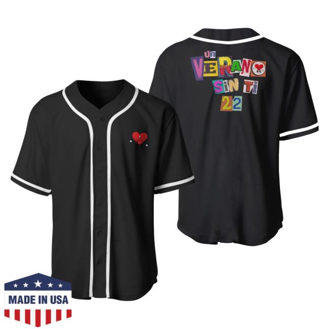 Official BadBunny Pr Clothing Merch Store Bad Bunny Baseball Jersey Tees Black BBNJS07 BadbunnyPr Shop
