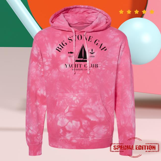 Official Hometown Apparel Clothing Merch Big Stone Gap Virginia Yacht Club Tie-Dye Hoody 5XL Tie Dye Pink / Black