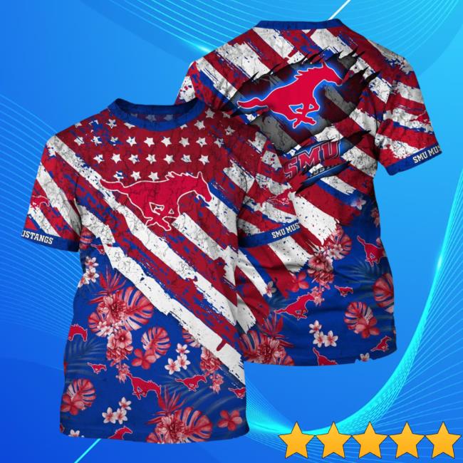 Official Banantees Smu Mustangs Tropical Flower Style And Flag All Over Printed 3D T-Shirt Hoody